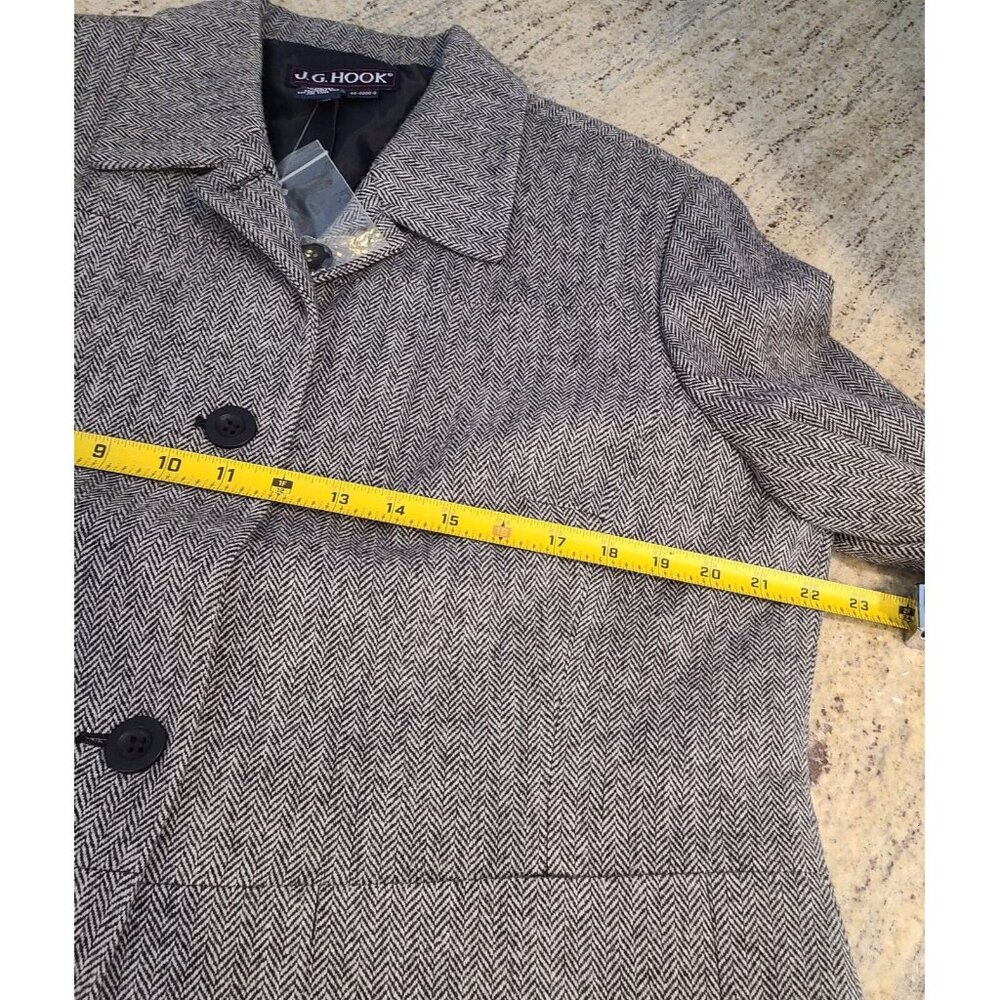 New?? JG Hook Black 2 Piece Blazer Sz 16 Maxi Skirt Suit Herringbone Wool Blend - Picture 3 of 16